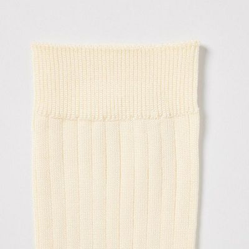 Women Uniqlo Wide Ribbed (3 Pairs) Socks White | 2335951