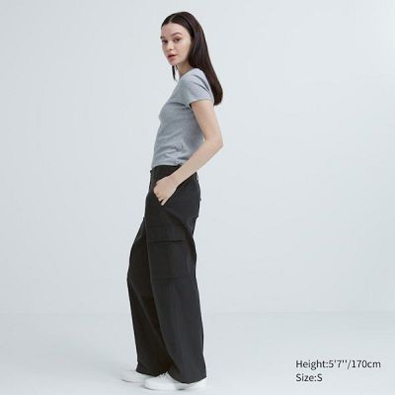 Women Uniqlo Wide Straight Cargo Pants Grey | 1067842