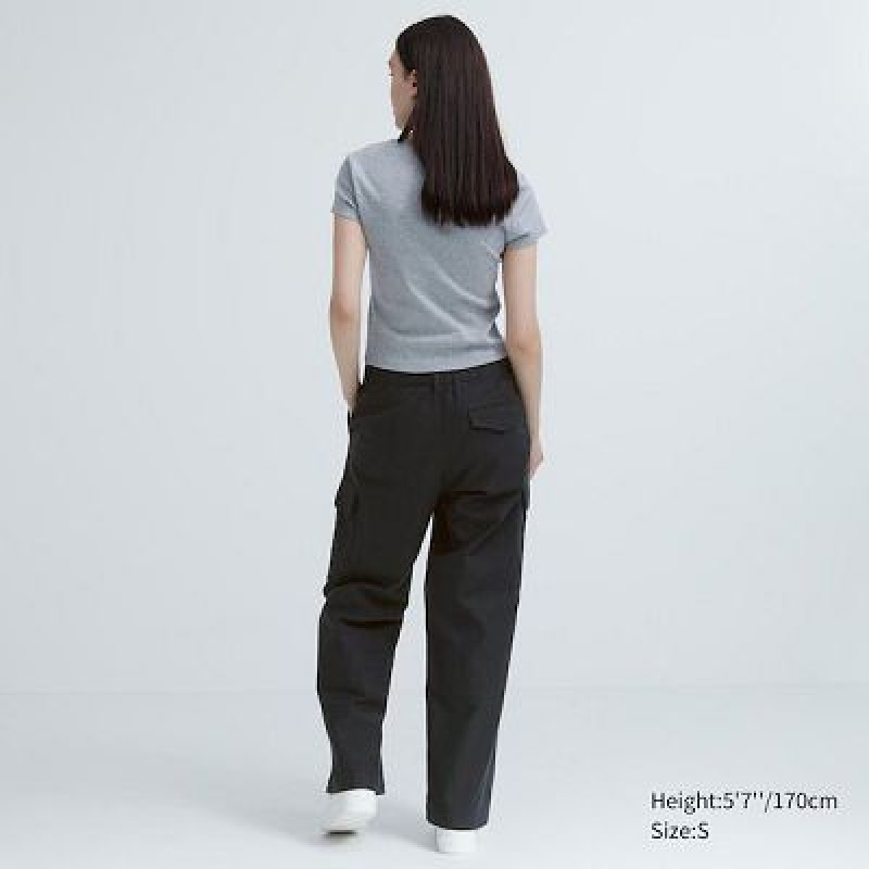 Women Uniqlo Wide Straight Cargo Pants Grey | 1067842