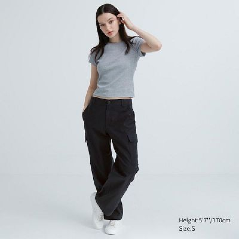 Women Uniqlo Wide Straight Cargo Pants Grey | 1067842