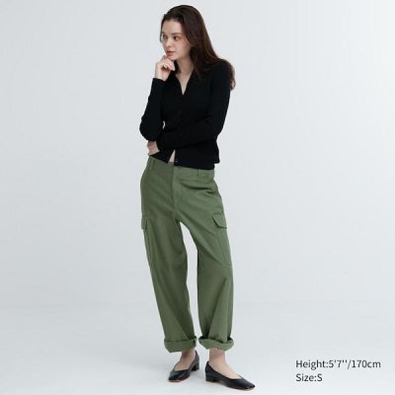 Women Uniqlo Wide Straight Cargo Pants Green | 9887543