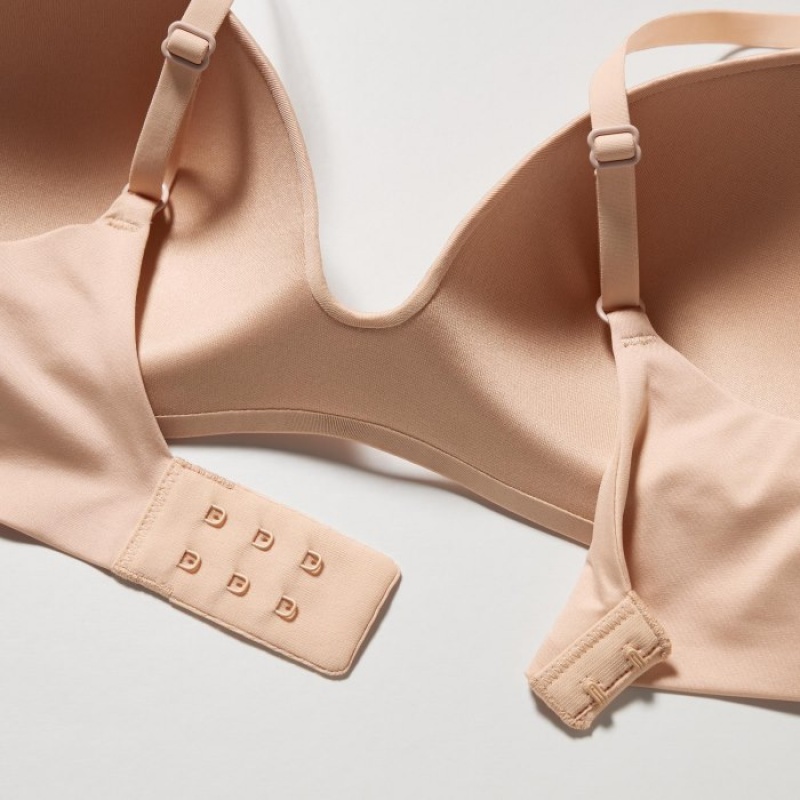 Women Uniqlo Wireless (3D Hold) Bras Beige | 1962039