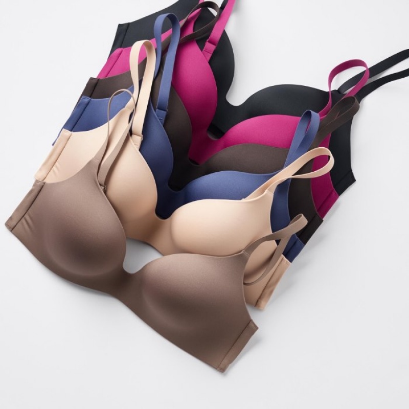 Women Uniqlo Wireless (3D Hold) Bras Red | 2237539