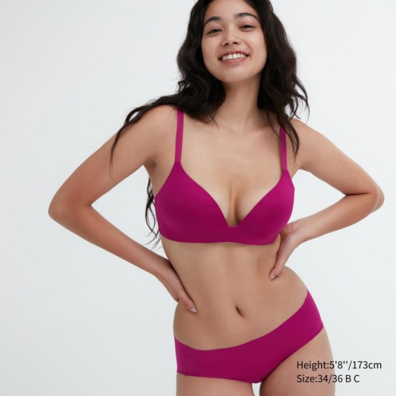 Women Uniqlo Wireless (3D Hold) Bras Red | 2237539
