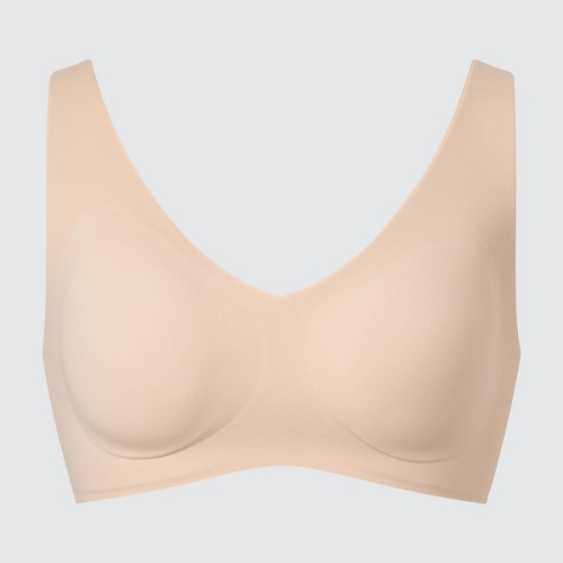 Women Uniqlo Wireless Ultra Relax Bras Beige | 1076013