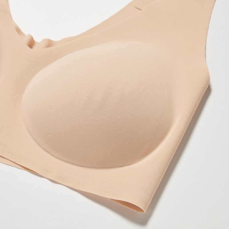 Women Uniqlo Wireless Ultra Relax Bras Beige | 1076013