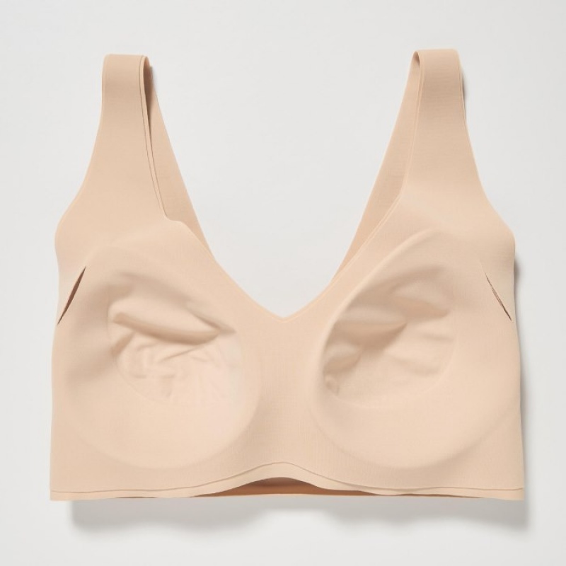 Women Uniqlo Wireless Ultra Relax Bras Beige | 1076013