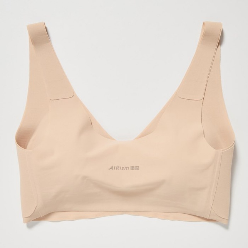 Women Uniqlo Wireless Ultra Relax Bras Beige | 1076013