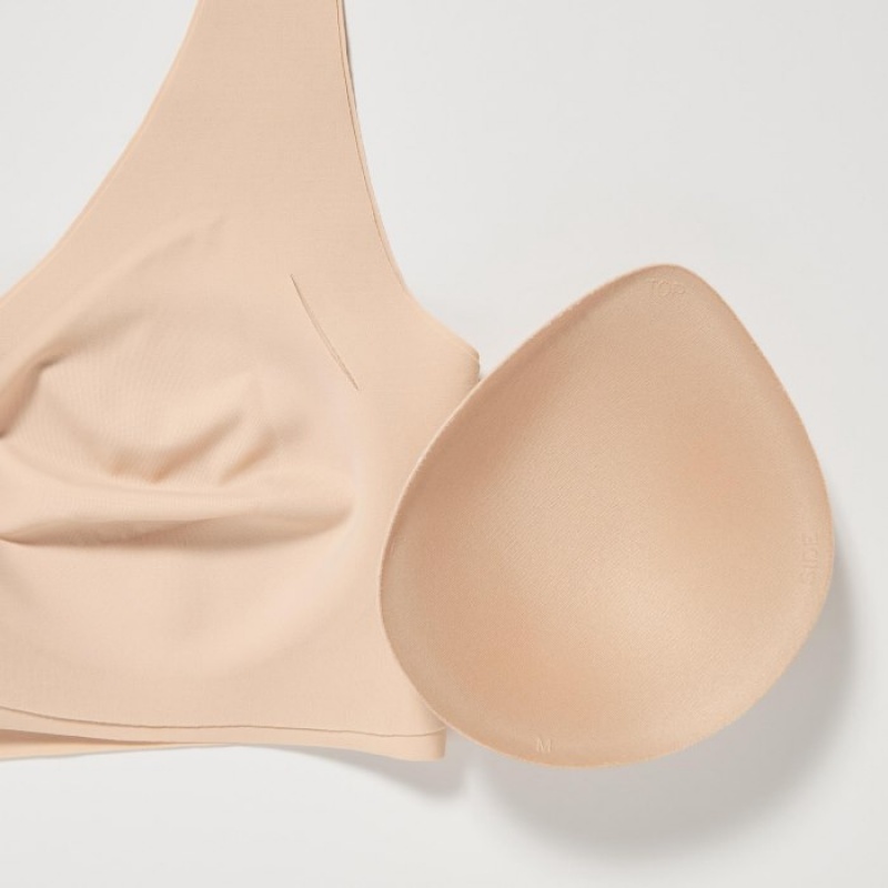 Women Uniqlo Wireless Ultra Relax Bras Beige | 1076013