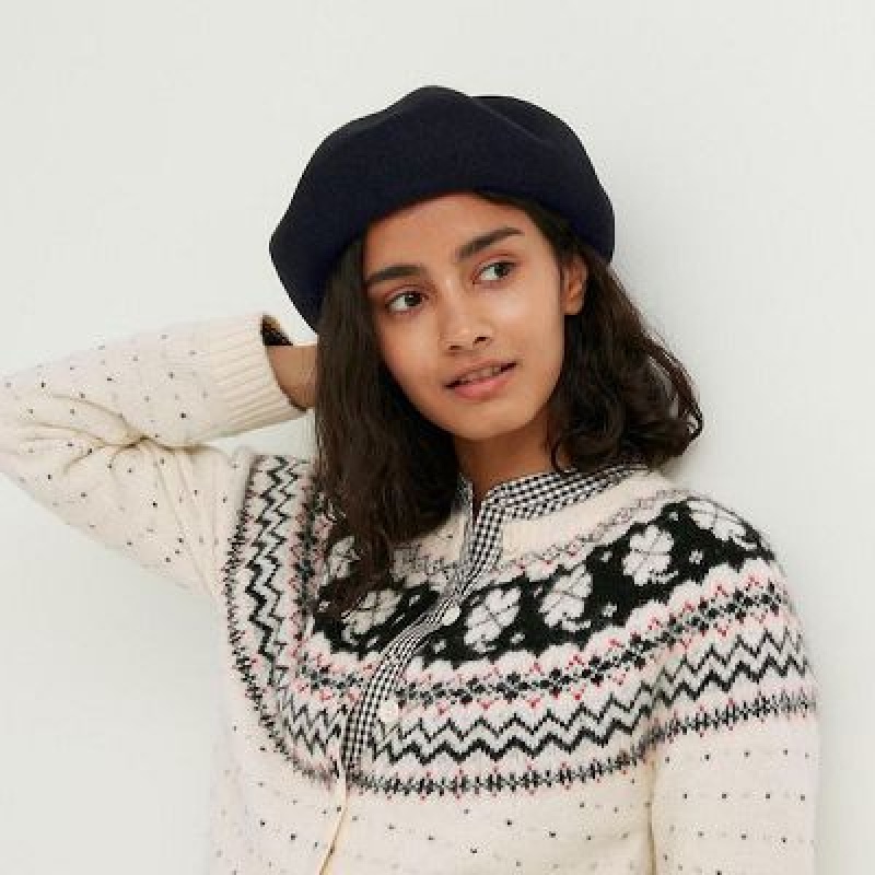 Women Uniqlo Wool Beret Hats Black | 1579781