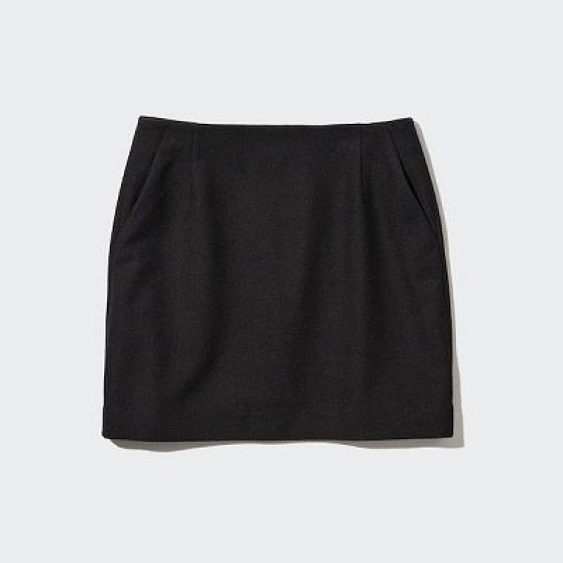 Women Uniqlo Wool Blend Mini Skirts Black | 9588905
