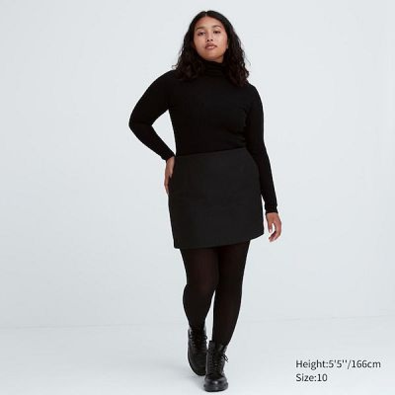 Women Uniqlo Wool Blend Mini Skirts Black | 9588905