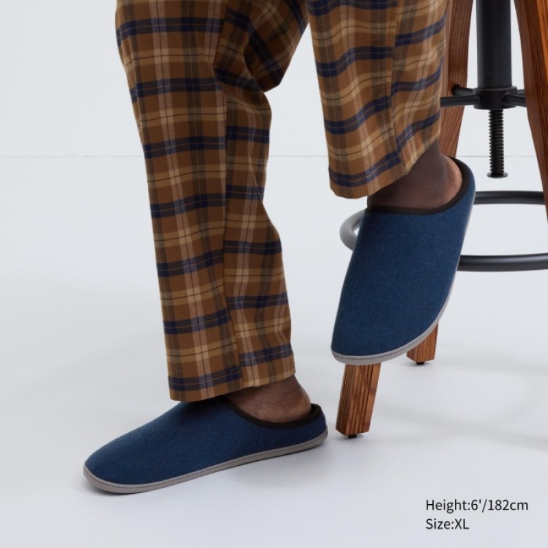 Women Uniqlo Wool Like Slippers Blue | 5638403